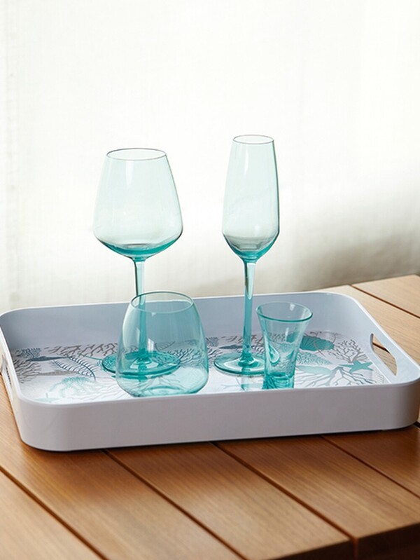 Square Waterglas Turquoise - set van 4