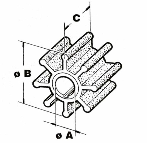 Impeller Yamaha, Mercury 6-8 pk 2-takt 103066