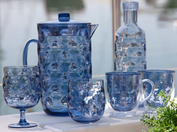 Moon Waterglas Blauw - Set van 4