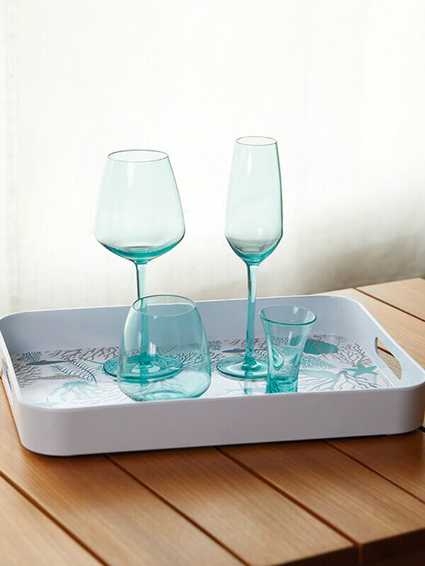 Square Champagneglas Turquoise