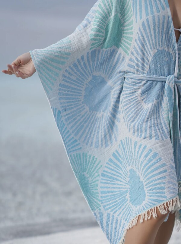 Boho Kimono Dress ALYA blauw-turquoise